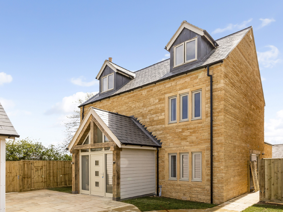 The front view of Luckhurst House a Cotswold stone cottage in Chipping Campden which is part of the Cricket Green development.