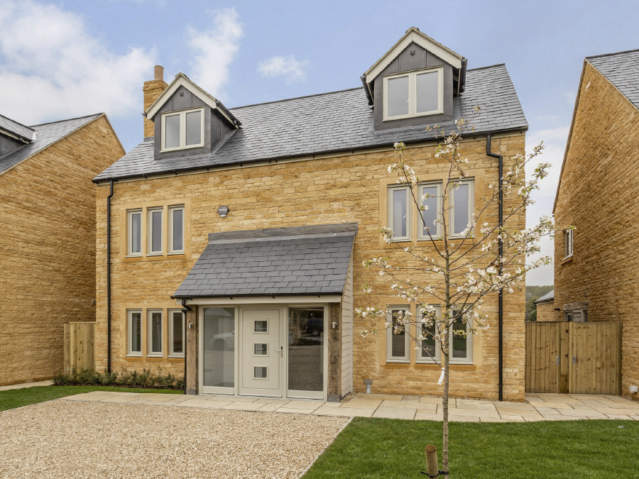 The front view of Compton House a Cotswold stone cottage in Chipping Campden which is part of the Cricket Green development.