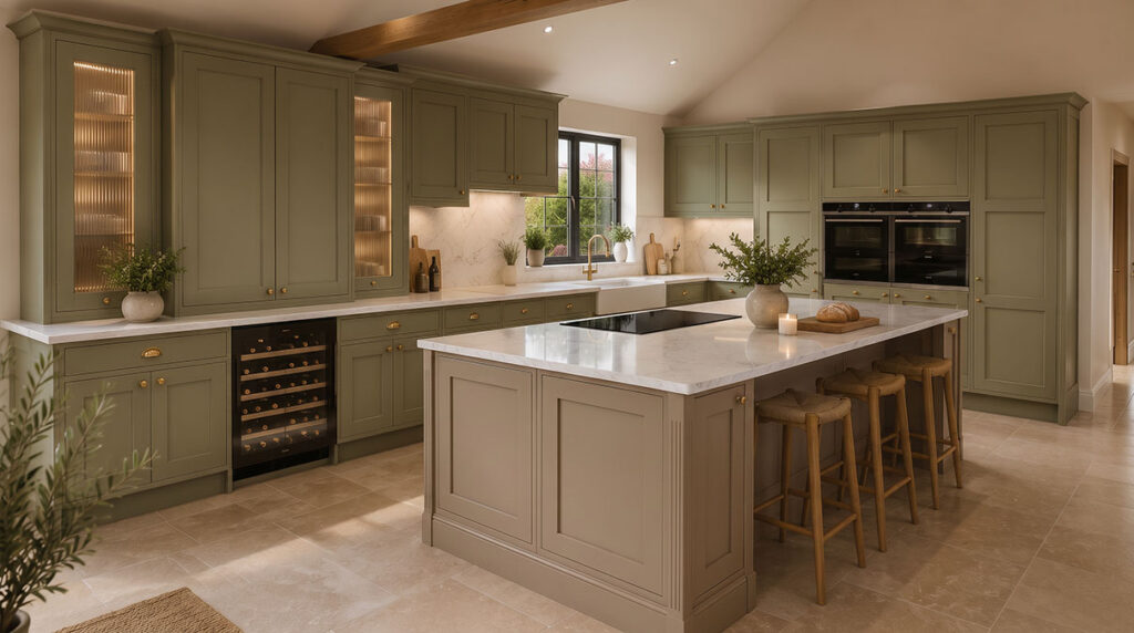Bespoke modern kitchen with full range of appliances.
